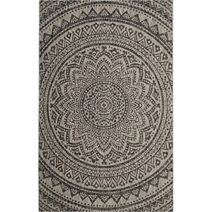 SAFAVIEH Zeitgenössische Teppich für Wohnzimmer, Esszimmer, Schlafzimmer - Courtyard Collection, Kurzer Flor, Hellgrau und Schwarz, 201 X 290 cm – Bild 3