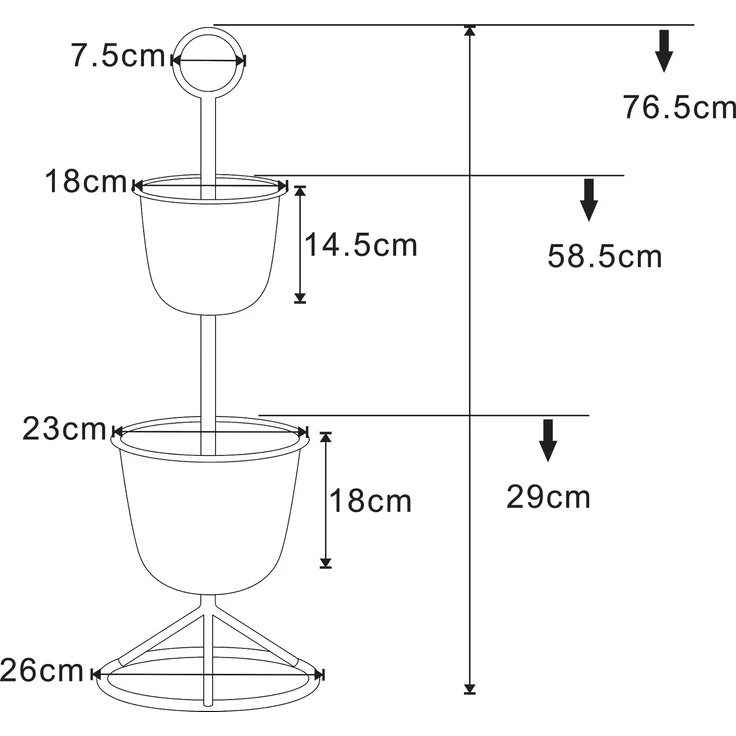 Blumenständer Alphen 2 Töpfe 76,5x26cm Hellblau [en. casa] – Bild 3
