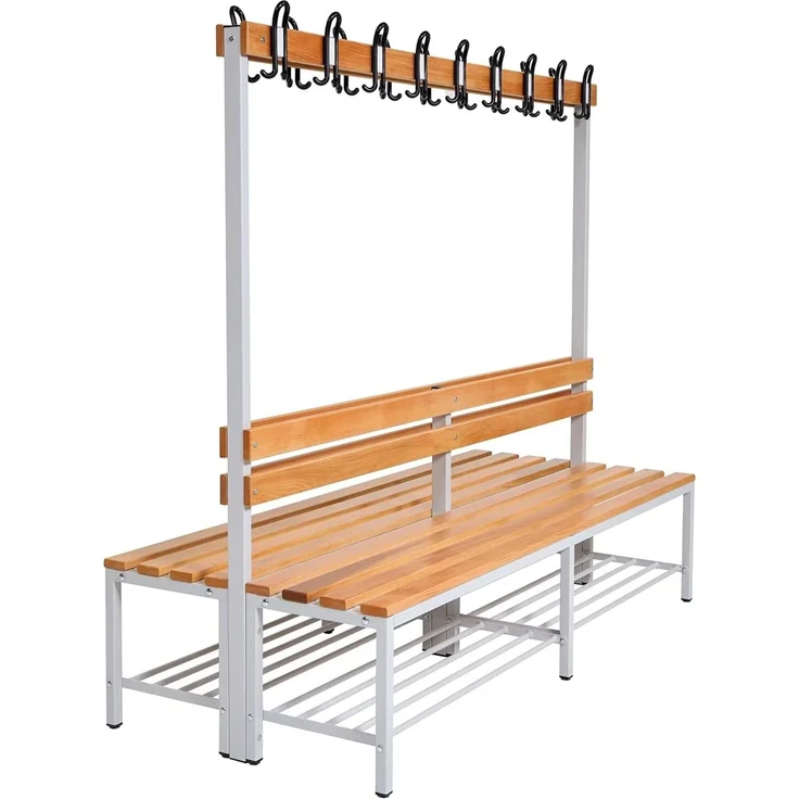 Garderobenbank doppelseitig mit Schuhrost 200 cm grau – Bild 9