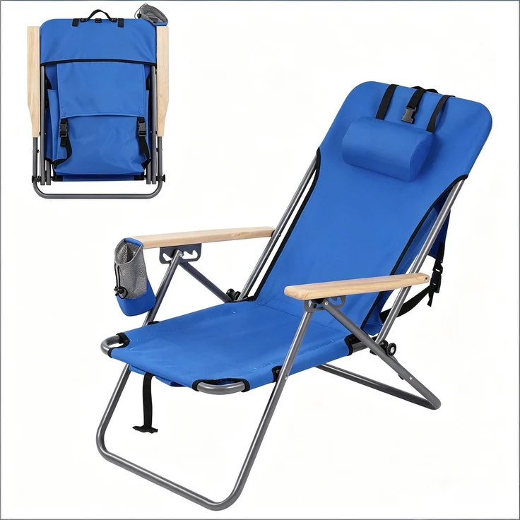 Stuhl 77.5x66x56 cm, klappbar, 4-fach verstellbar, blau, 1 Stück – Bild 6