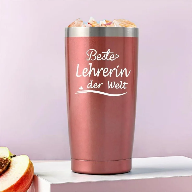 Livole Beste Lehrerin der Welt Thermobecher 600ml Roségold – Bild 5