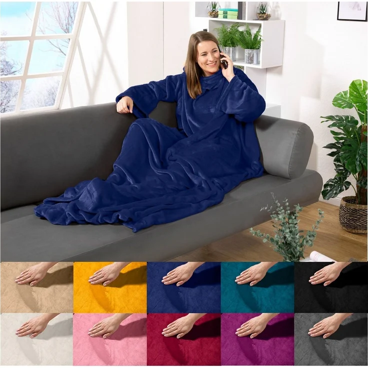 Wohndecke tragbare Ganzkörperdecke Kuscheldecke Ärmeldecke, heimtexland, flauschige Ärmel Decke I Soft Flanell I Geschenk Wohlfühlen – Bild 1