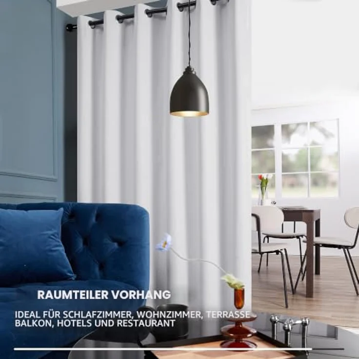 Deconovo Blickdichte Dicke Gardinen mit Ösen für Schlafzimmer Silber Grau | 1 Stück, H270 x B200 cm, Thermogardinen Kälteschutz, Hitzeschutz, Verdunkelnd, Sichtschutz, Ösenschal, Blackout Curtain – Bild 5