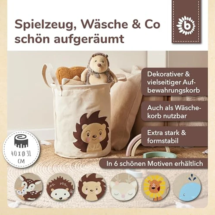 BIECO Wäschetasche Wäschekorb Baby Igel Aufbewahrungskorb Kinder Wasserabweisend – Bild 3