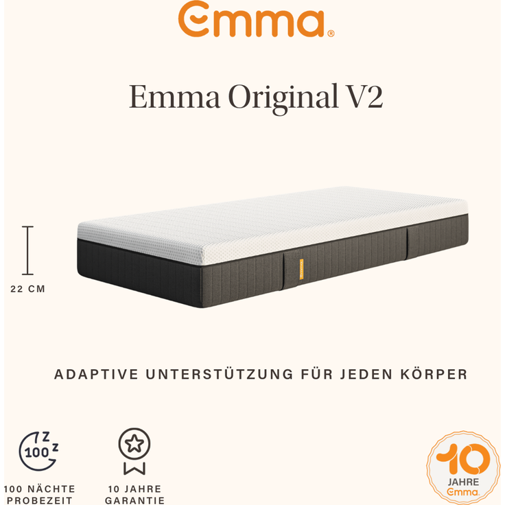 Set Emma 'Cocoon Lite' Bett, 180x200 cm, 100% Polyester, Grau und Emma Original v2 – Bild 3