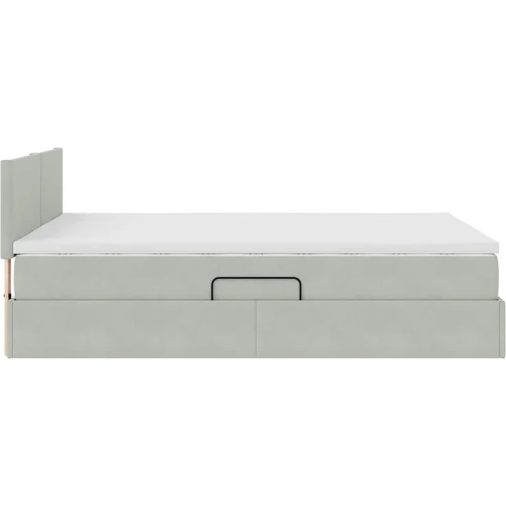 vidaXL Aufbewahrungsbett mit Kopfteil Hellgrau 140 x 190 cm Samt 3370695 – Bild 10