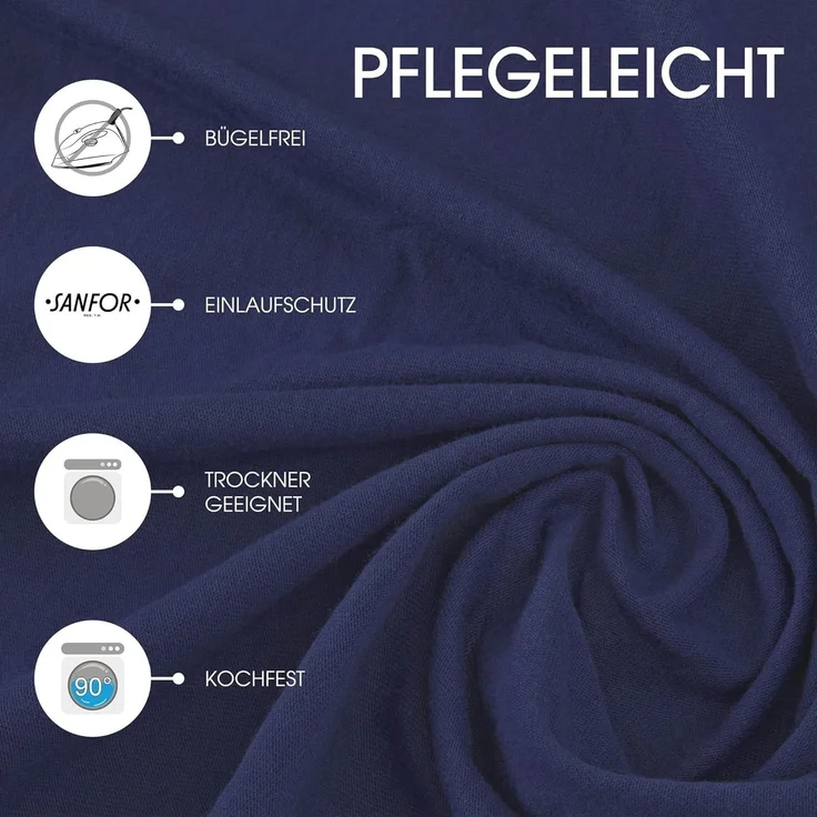 CelinaTex Jersey Spannbettlaken Lucina 90x200-100x200 cm dunkel blau 100% Baumwolle gekämmt bis 26cm Matratzenhöhe Spannbettbezug, Leintuch, Bettlaken, elastisch, Strech, Oeko-Tex – Bild 5