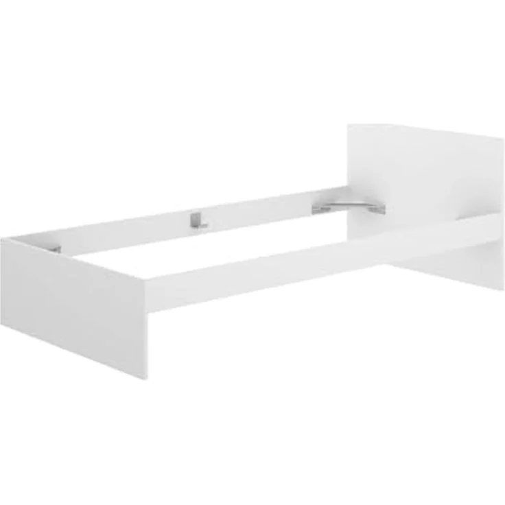Dmora - Einzelbett Castellaro, Struktur des Lagerbetts, Sommier mit Abdeckung, Bettrahmen aus Stoff, 96x195 h67 cm, Weiß – Bild 3