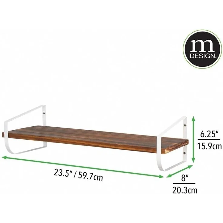 Wandregal Hängeregal Schweberegal langes Holzregal mDesign 2er Set mattweiß – Bild 2