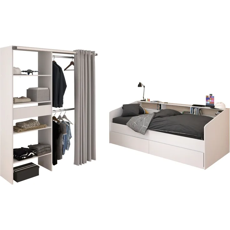 Kinderzimmer Set Parisot Sleep 3-tlg. Holzdekor Weiß/Eiche