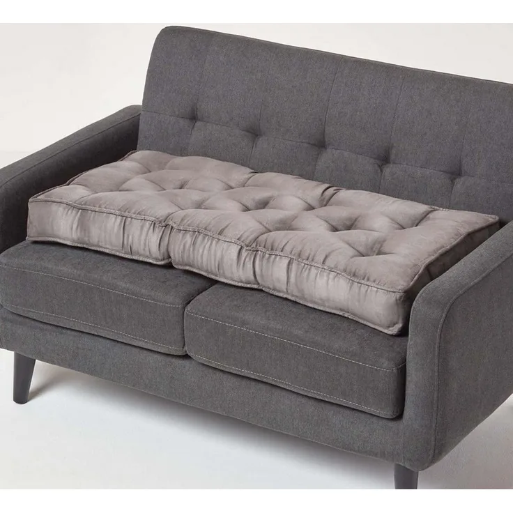 Homescapes Sitzkissen Sofa-Auflage 100 x 48 cm mit Veloursbezug – dickes Sitzkissen grau