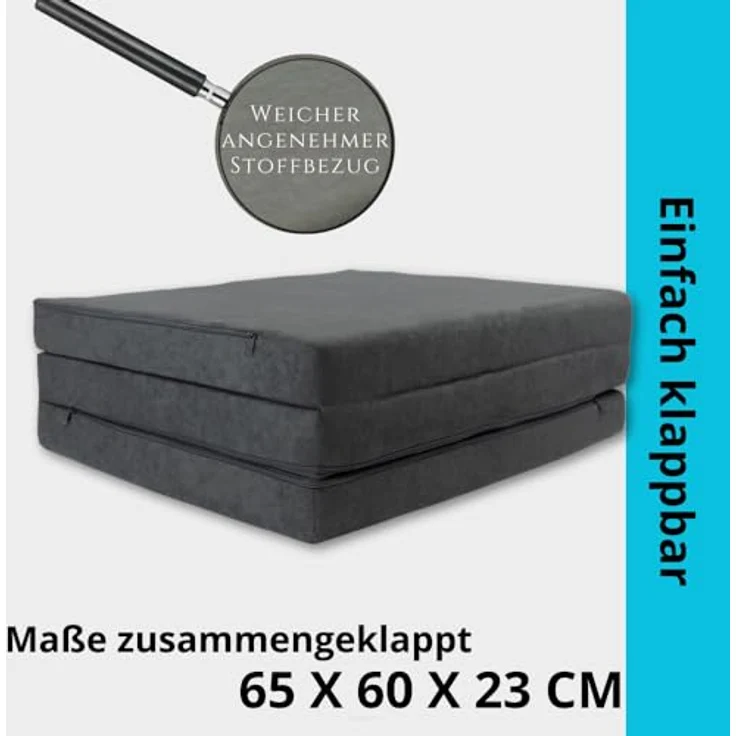 Klappmatratze Klappmatratze Gästematratze VW GTD 180x65x7cm Faltmatratze Bezug Bett, FORTISLINE, 7 cm hoch – Bild 5