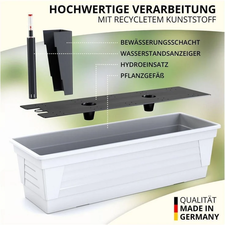 Plastard Blumenkasten, 3er-Set Pflanzkasten mit Hydroeinsatz & Wasserstandsanzeiger (3er-set, 3er-Set mit Hydroeinsatz & Wasserstandsanzeiger 60 cm, 80 cm 100 cm), Witterungs- und UV-Beständigkeit – Bild 2