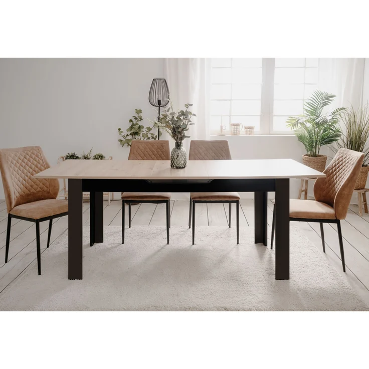 Kulissentisch >Birmingham< ausziehbar bis 200cm, in Artisan Eiche Dekor / Schwarz - 160/200x75x80 (BxHxT) – Bild 3