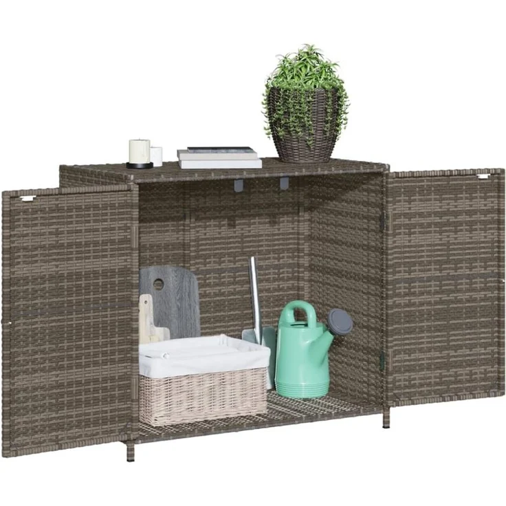 vidaXL Gartenschrank Grau 83x45x76 cm Poly Rattan 365545 – Bild 9