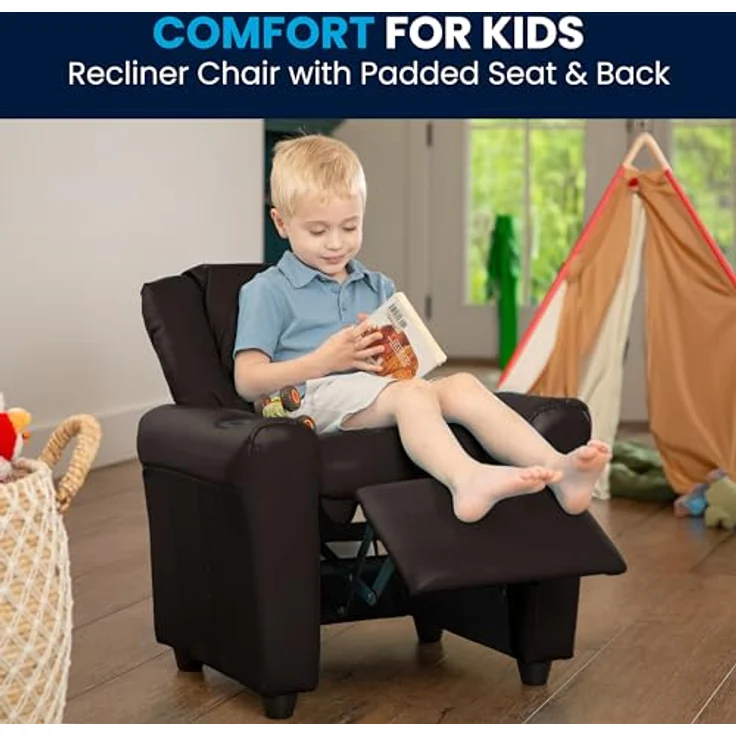 Flash Furniture Kids Recliner with Cup Holder, Leather, Brown LeatherSoft, Set of 1 – Bild 9