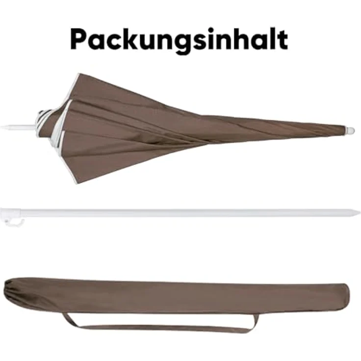 Sekey Sonnenschirm Ø 160 cm Balkonschirm Rund Strandschirm Sonnenschirm mit Schutzhülle, LxB: 160,00x160,00 cm, Neigungswinkel verstellbar, Höhe verstellbar, mit Tragetasche – Bild 7