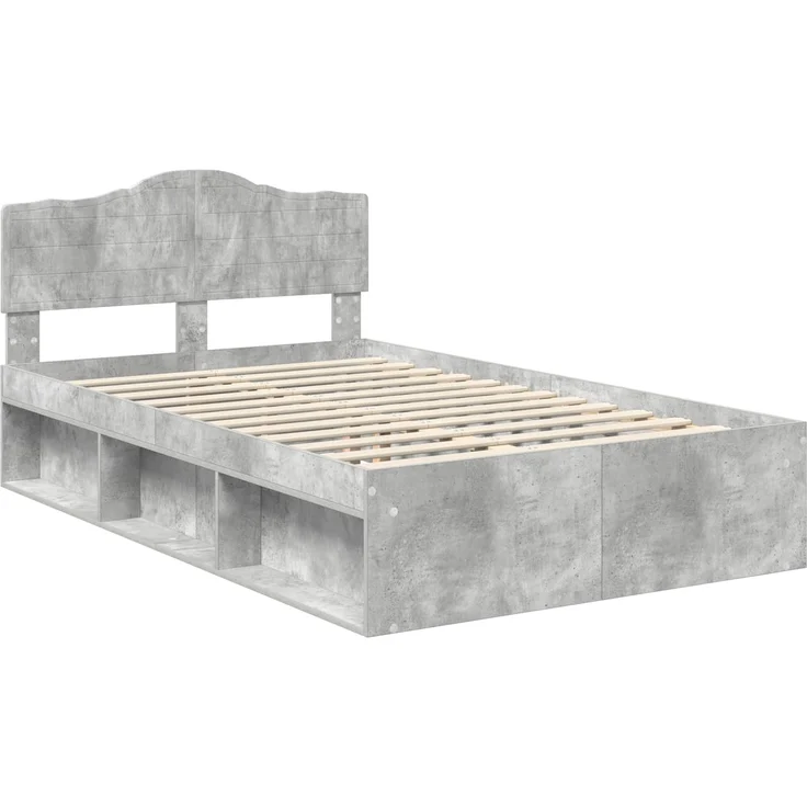 vidaXL Bettrahmen mit Kopfteil Beton 120 x 200 cm Massives Kiefernholz 3412919 – Bild 3