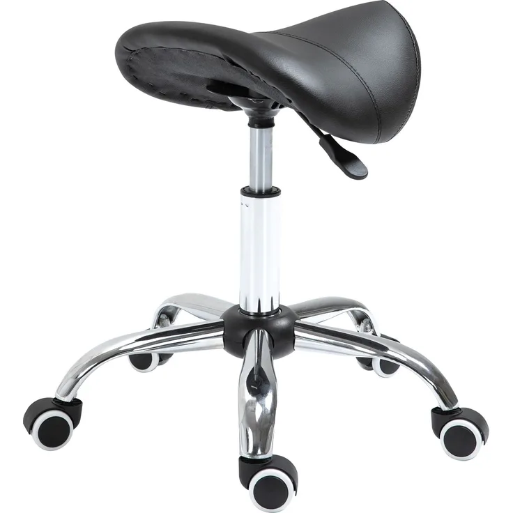 Rollhocker höhenverstellbar Drehhocker 49-61 cm Arbeitshocker drehbarer Sattelhocker für Büro Salon Massage Spa Schwarz--Schwarz--61x52x53cm--CHENHAONING