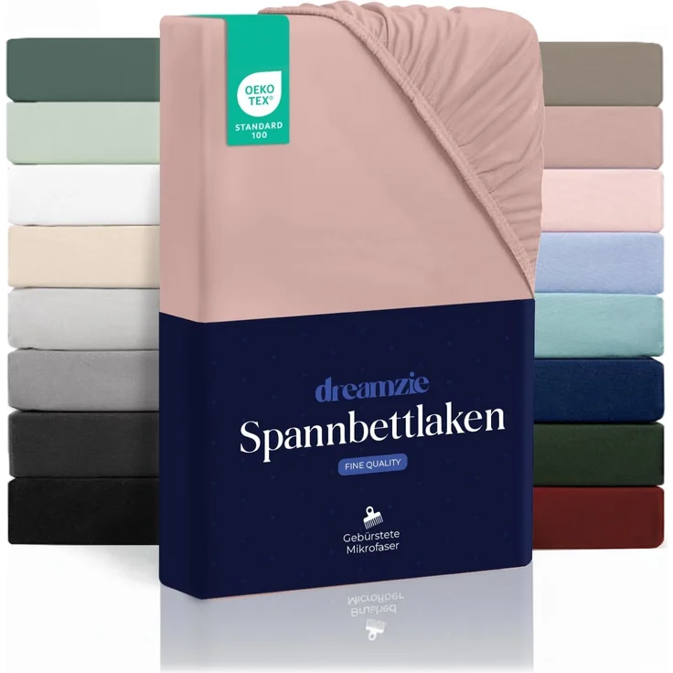 Dreamzie - Spannbettlaken 200x200 | Mikrofaser Weich - Für Dicke Matratzen - Oeko-Tex | Komfort, Atmungsaktivität, Pflegeleicht - Puderrosa – Bild 1