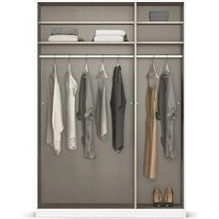 Rauch Möbel Alabama, Kleiderschrank für Schlafzimmer, Kinderzimmer, Wohnzimmer, Garderobe, Flur, 3-türig, mit Zubehör Basic, Farbe Weiß Hochglanz/Eiche Artisan, Holz, Breite 136 cm – Bild 6