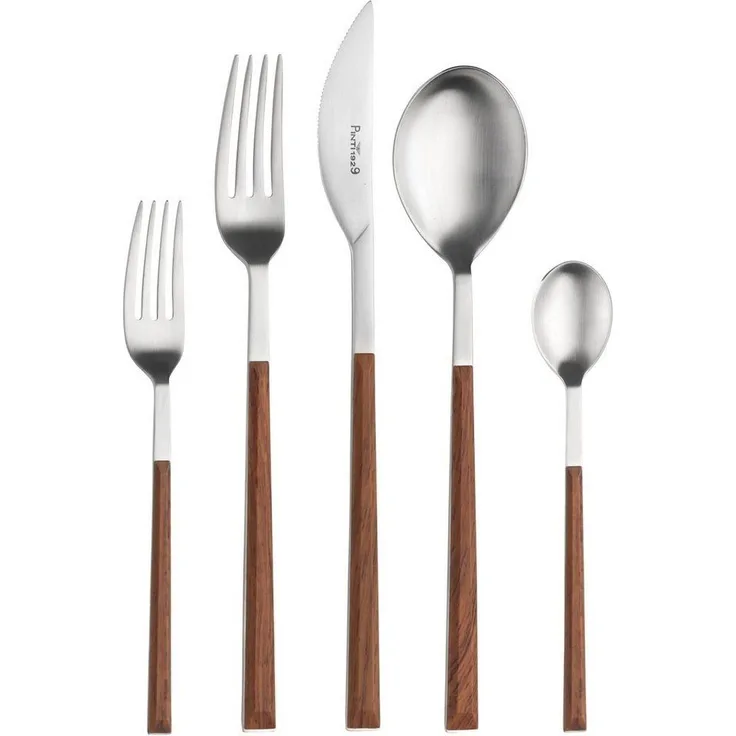 PINTINOX Besteck-Set Sushi (30-tlg), 6 Personen, Edelstahl 18/0, Kunststoff, Satiniert mit Kunststoffgriff in Holz-Optik
