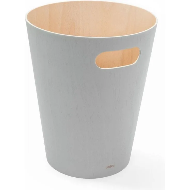 Umbra Woodrow Abfalleimer, Mülleimer, Kosmetikeimer, Badeimer, Papierkorb, Holz, Grau, 7,5 L, 082780-918