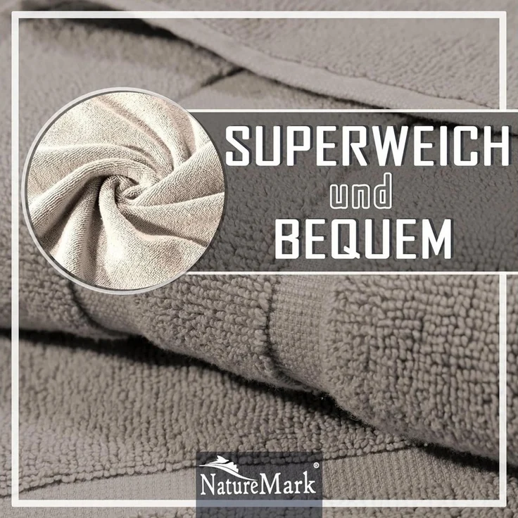 NatureMark 2er Pack Badvorleger Badematte | Premium Qualität | 100% Baumwolle | 50x80 cm | Duschvorleger Duschmatte Doppelpack | Farbe: Sand/Beige – Bild 3