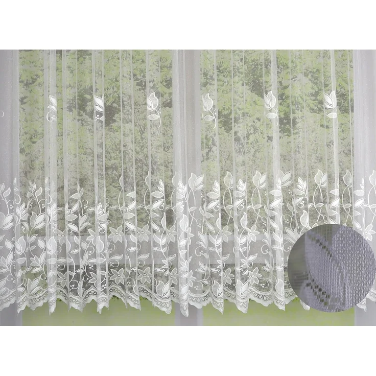Clever-Kauf-24 Gardine Fertiggardine m. Universalband weiß Edel Jacquard, transparent, Store – Bild 1