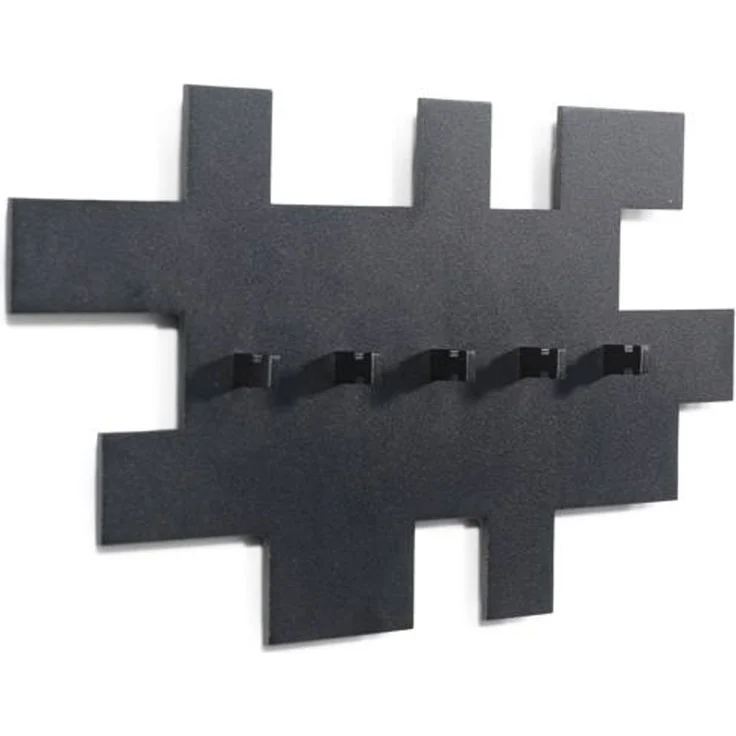 Spinder Design TETROMINO Garderobe Hakenleiste Schwarz, MDF, Stahl, Skandinavisch 40x3,5x20,5 cm – Bild 1