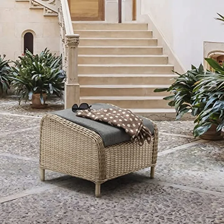 Destiny CASA Fußhocker natur meliert, Polster grau