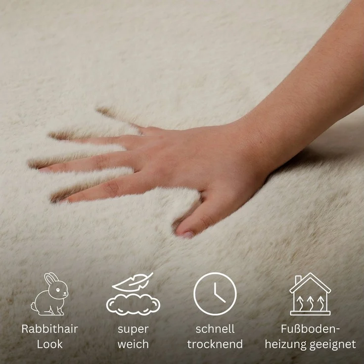 OTTO home Badematte Lennja, Höhe 25 mm, rutschhemmend beschichtet, fußbodenheizungsgeeignet, Polyester, rechteckig, Badteppich, getuftet, Uni, antirutsch, flauschig wie Kaninchenfell – Bild 3