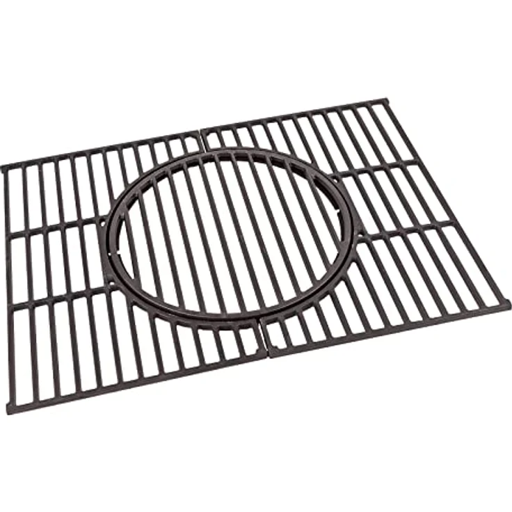 tepro Universal Guss-Grillrost-Set mit Rost-in-Rost-System aus emailliertem Gusseisen mit herausnehmbarer Rostmitte für unterschiedliche Einleger, Farbe schwarz, Maße ca. 41,5 x 55 x 1 cm – Bild 2