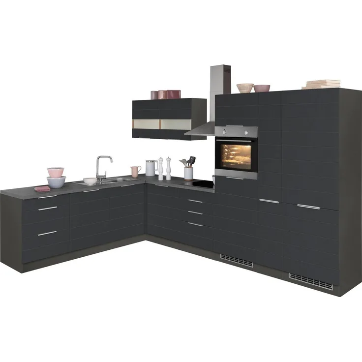 KOCHSTATION Winkelküche KS-Luhe, Stellbreite 240x330 cm, wahlweise mit oder ohne E-Geräten, MDF-Fronten