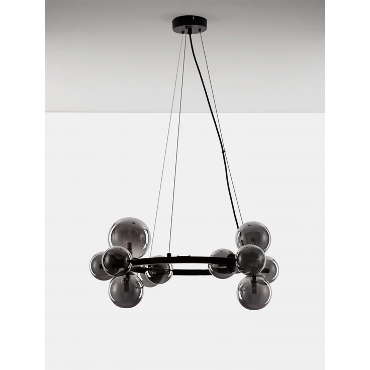 Nova Luce 9028855 ODILLIA Pendelleuchte 11-flammig Schwarz Rauchglas G9 – Bild 3