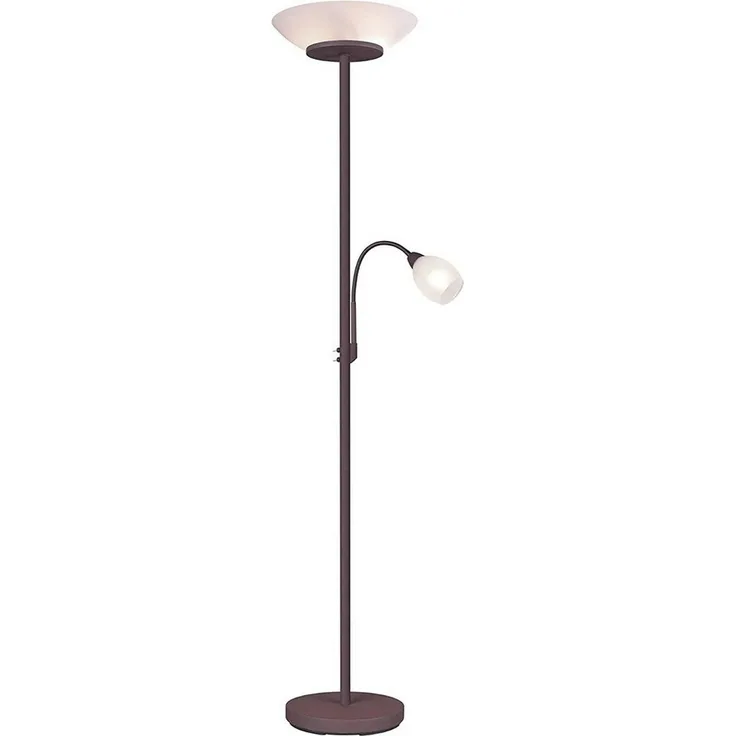 lightling Deckenfluter Klaus, Lichtquellen getrennt schaltbar, ohne Leuchtmittel, mit flexibler Leselampe, 180 cm hoch, rost, Leuchtmittel tauschbar