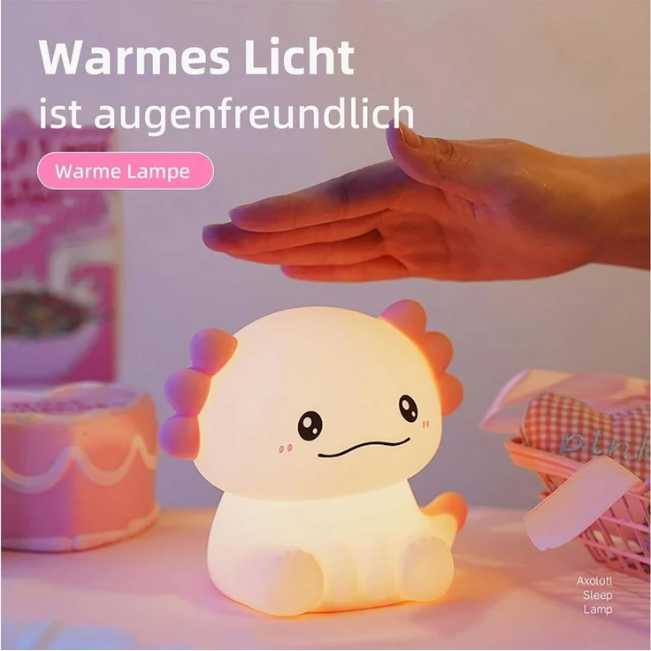 FELIXLEO LED Nachtlicht Axolotl Nachtlicht Kinder Silikon Lampe Dimmbar Touch Aufladbar – Bild 4