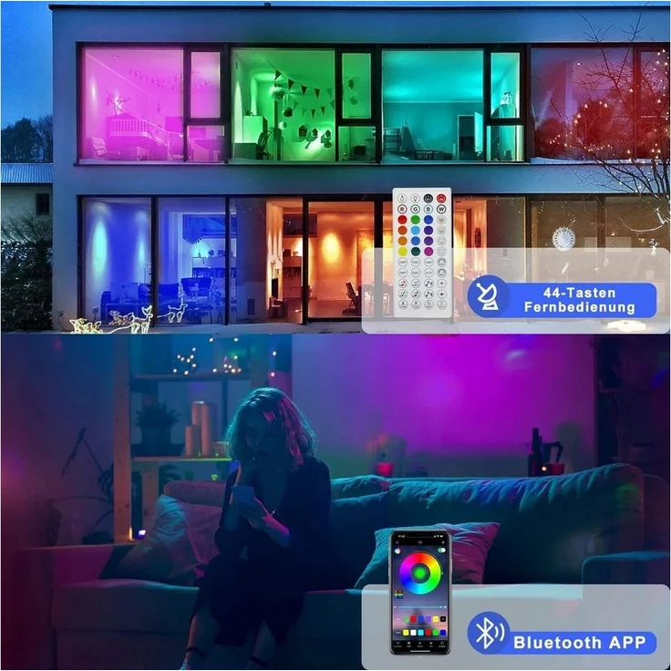 Nettlife LED Stripe Selbstklebend RGB Streifen 10/20/30m APP Steuerung Lichtband, für Schlafzimmer Flur Wohnzimmer TV Hintergrund Kleiderschrank – Bild 3
