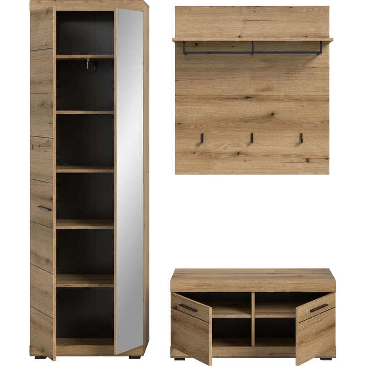 Garderobenkombination (B/H/T: 167x197x40 cm) in Evoke Oak Nachbildung – Bild 3