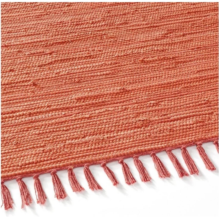 TaraCarpet Teppich Flickenteppich TaraCarpet Sylt mit Fransen, rechteckig, Höhe: 5 mm, Wohnzimmer Schlafzimmer Küchenteppich terracotta 120x180 – Bild 3