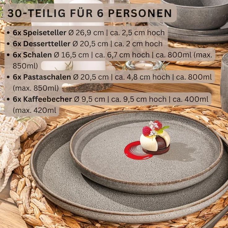 SÄNGER Kombiservice Kairo Graphit - 30 teilig aus Steingut – Bild 2