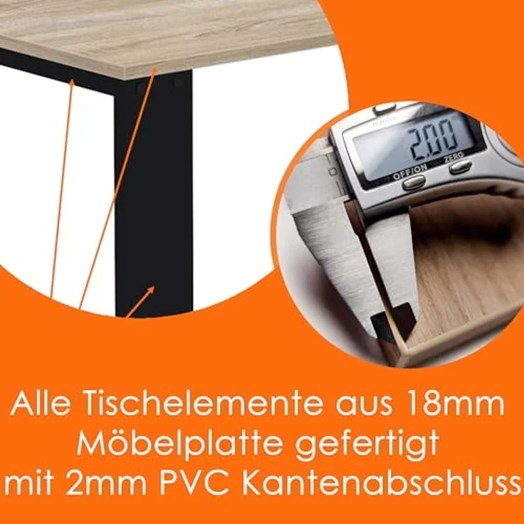 AKKE Esstisch, Esszimmertisch LOFT Schwarze Beinen Küchentisch Bürotisch 2mm-PVC – Bild 6