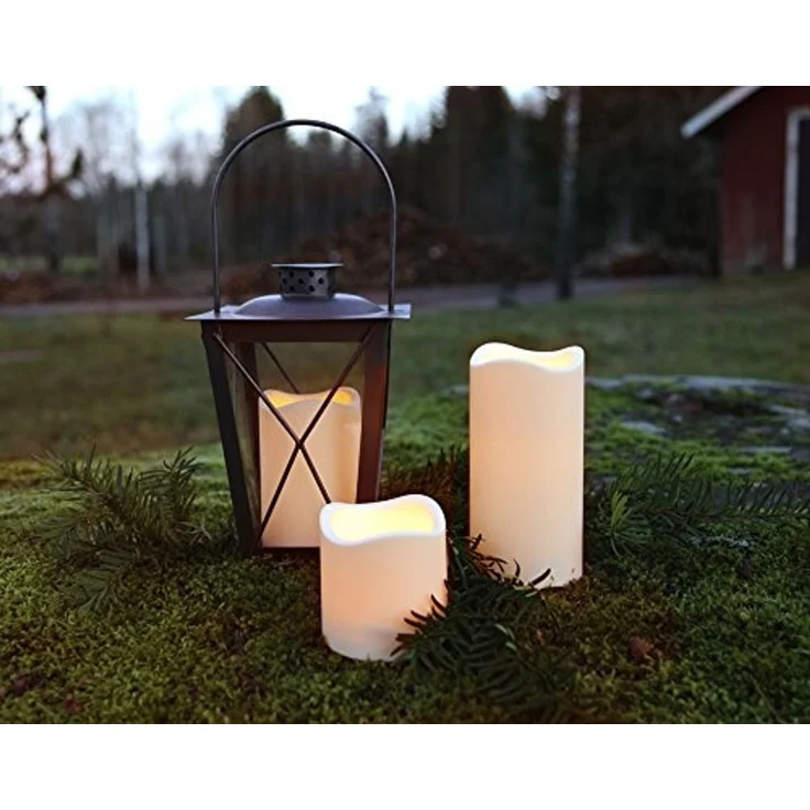 LED Stumpenkerze -Paul', Batterie und Timer, weiß, outdoor, H 7,5cm – Bild 4