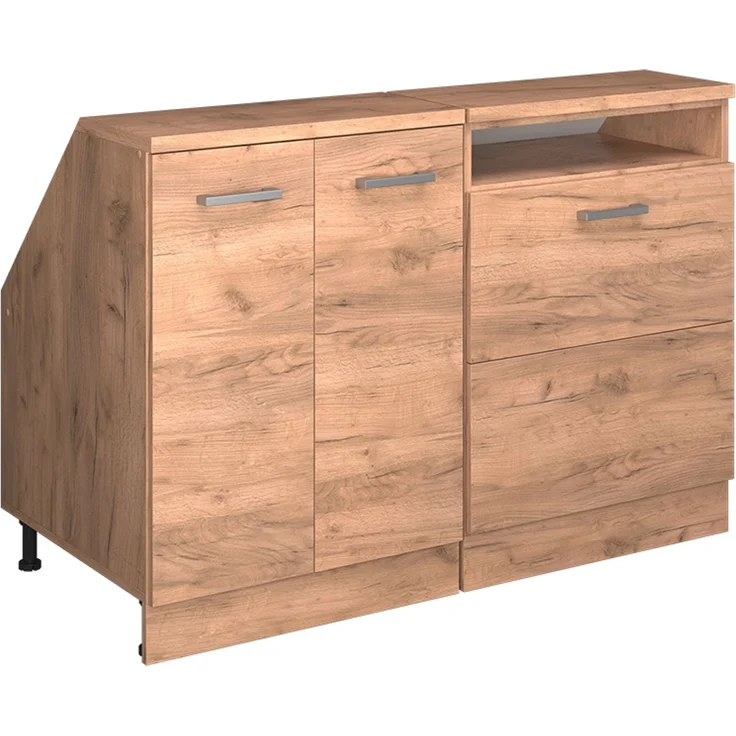 Küchenschrank für Dachschrägen R-Line Goldkraft Eiche 120 cm 2er Set Schrankkorpuss 60 cm Tiefe Vicco – Bild 1