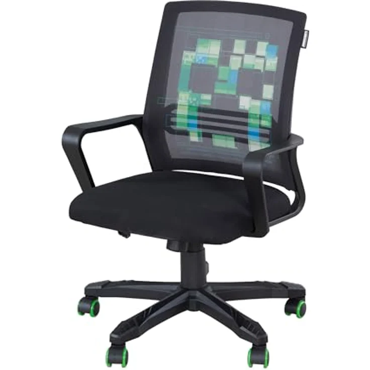 Minecraft Drehstuhl, Schwarz, mit Wippfunktion und 360° drehbarer Sitzfläche, inklusive Armlehnen, 63x92x111.5 cm, Kunststoff, Textil – Bild 3