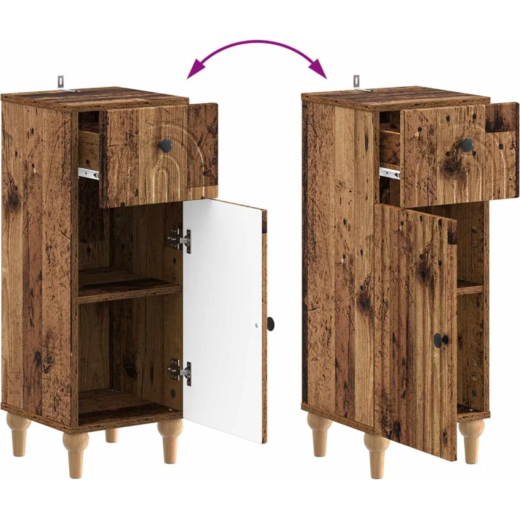 vidaXL 3-teiliges Badezimmer-Schranksystem ALKMAAR 3 stk. Altholz 3417997 – Bild 7