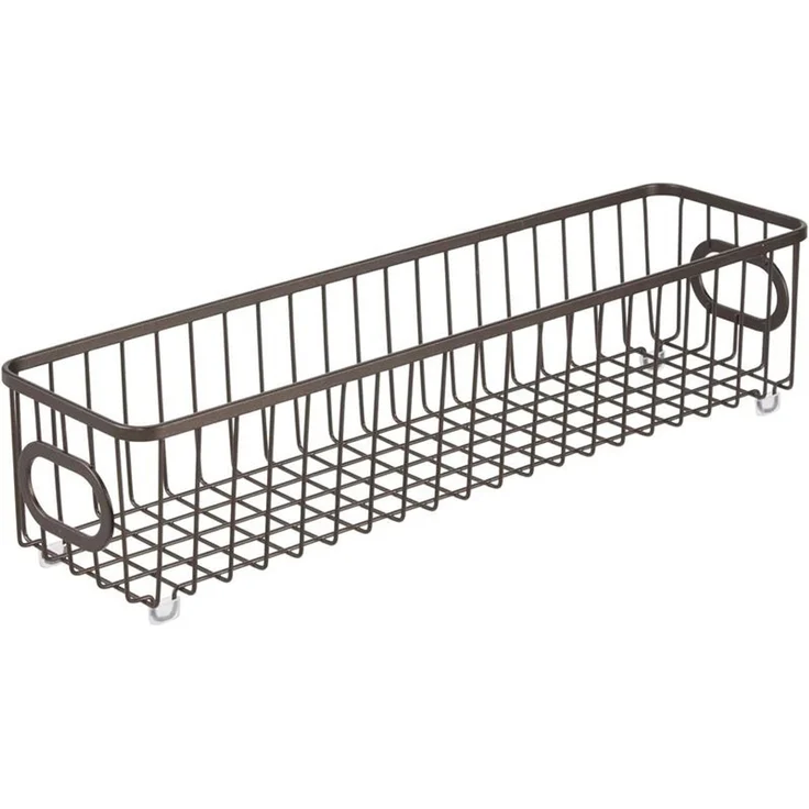 mDesign Küchenkorb Drahtkorb Aufbewahrung Organizer 4er-Set Metall Bronze Griffe – Bild 8