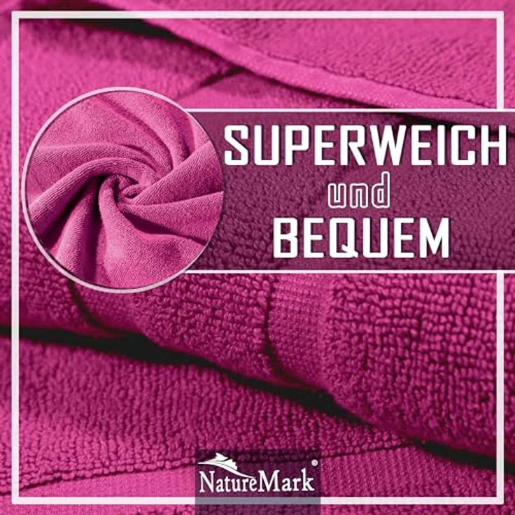 NatureMark 2er Pack Badvorleger Badematte | Premium Qualität | 100% Baumwolle | 50x80 cm | Duschvorleger Duschmatte Doppelpack | Farbe: Pink – Bild 5