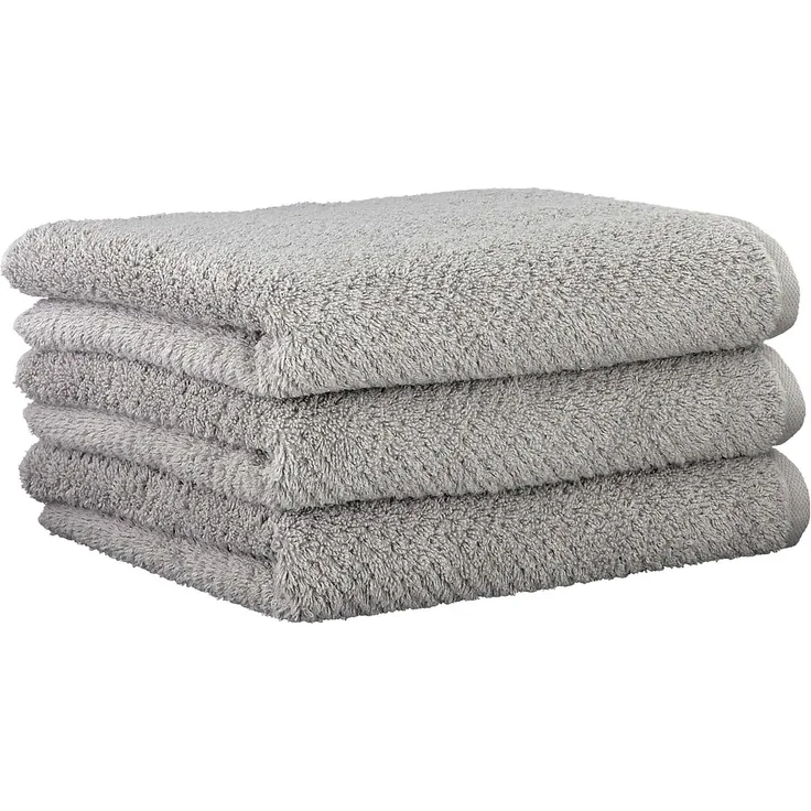 CAWÖ Handtuch, 3er Pack - Pure, Walkfrottier, Struktur-Design, Baumwolle, einfarbig Stein 50x100cm