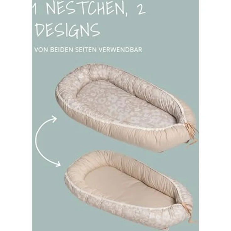 ULLENBOOM Babynest – OEKO-TEX Materialien, Made in EU – Babynestchen Neugeborene, Kuschelnest Baby, tragbares Reisebett, gepolstert & waschbar (55x95 cm) – Bild 5